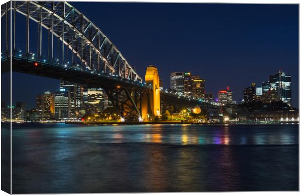 Sydney Harbour Bridge after dark Canvas Print by Andrew Michael