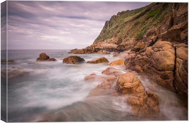Seascape of Porth Nanven 1 Canvas Print by Andrew Michael