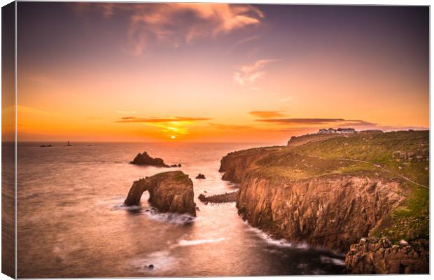 Dramatic sky at sunset with Enys Dodnan Canvas Print by Andrew Michael