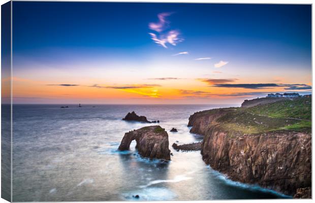 Enys Dodnan and the Armed Knight at dusk Canvas Print by Andrew Michael