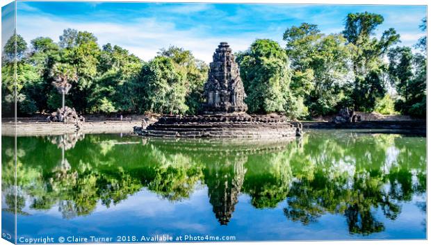 Neak Pean water temple, Angkor Canvas Print by Claire Turner