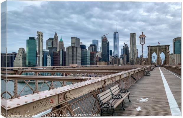 Early morning on Brooklyn Bridge Canvas Print by Claire Turner