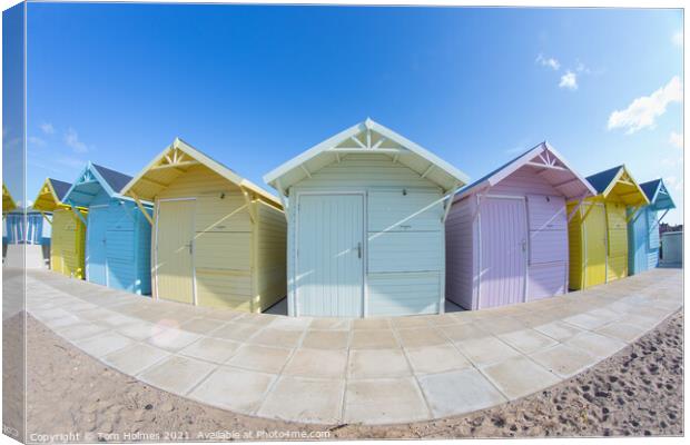 Beach Huts in Fleetwood Canvas Print by Tom Holmes