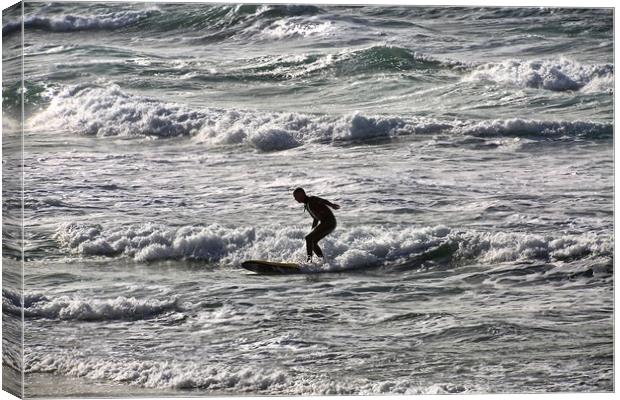 lone surfer Canvas Print by steven clifton