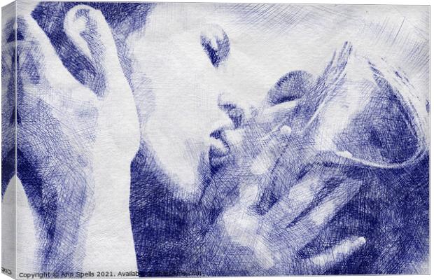 Lesbian Couple Kissing Canvas Print by Ann Spells