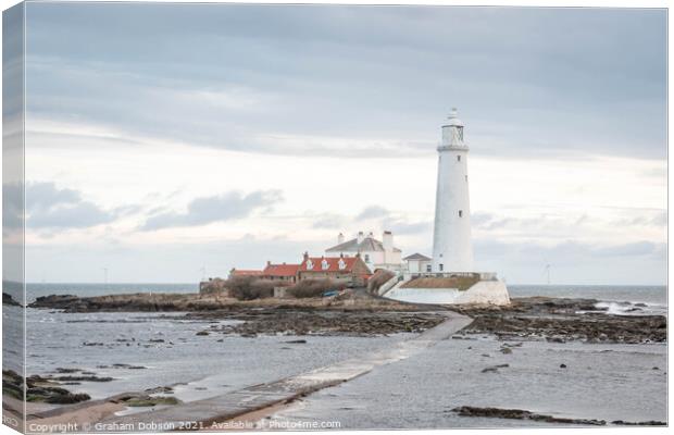 St Mary's Island, Whitley Bay Canvas Print by Graham Dobson