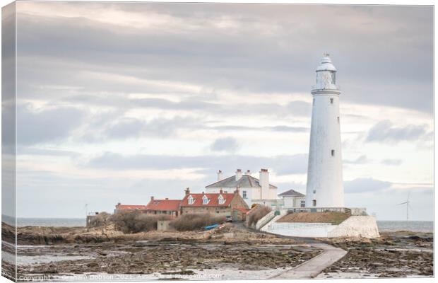 St Mary's Island and Lighthouse Canvas Print by Graham Dobson