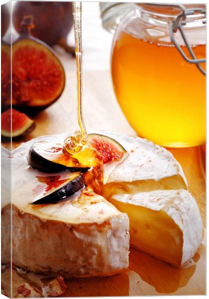 Brie Cheese with Figs and honey Canvas Print by Johan Swanepoel