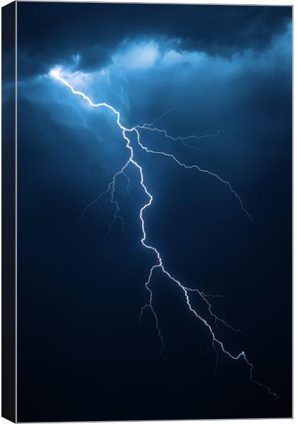 Lightning with dramatic cloudscape Canvas Print by Johan Swanepoel