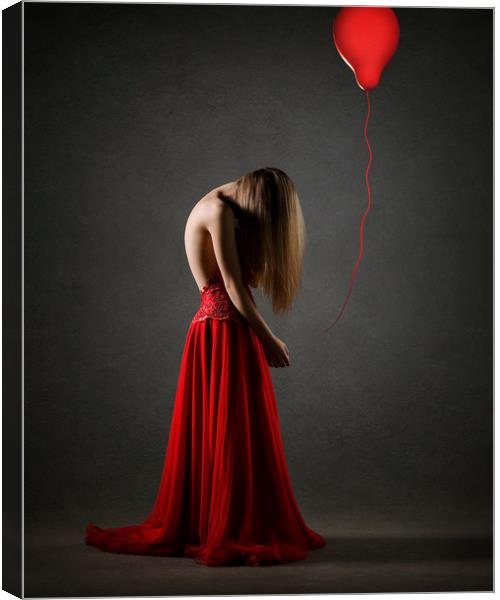 Sad woman in red Canvas Print by Johan Swanepoel