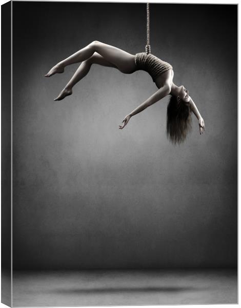 Woman hanging on a rope Canvas Print by Johan Swanepoel