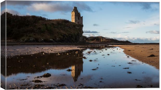 Reflections At Greenan Castle Canvas Print by Chris Wright