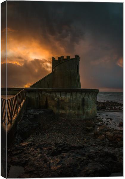 Saltcoats Bathing Ponds Sunset #2 Canvas Print by Chris Wright