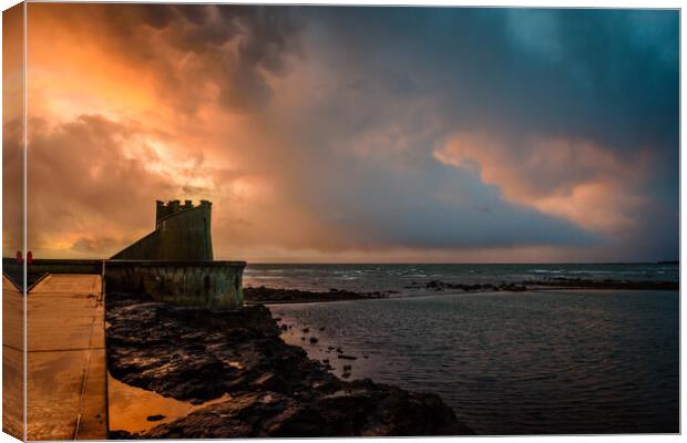Saltcoats Bathing Ponds Sunset #3 Canvas Print by Chris Wright