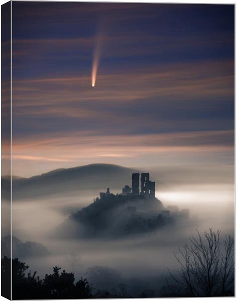 Corfe and the Comet Portrait Crop Canvas Print by David Neighbour