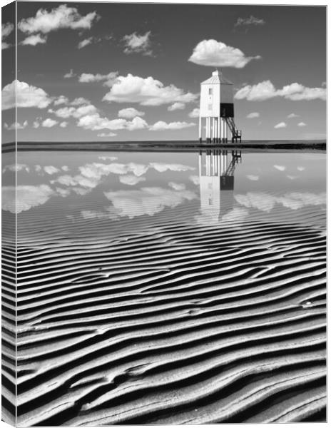 Low Lighthouse Black and White Canvas Print by David Neighbour