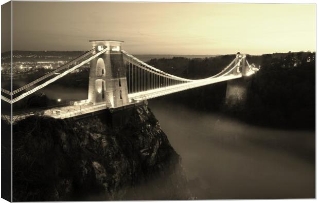 Clifton Twilight - Sepia Conversion Canvas Print by David Neighbour
