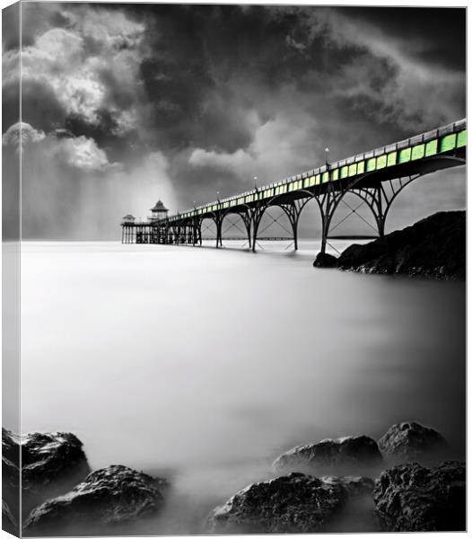 Clevedon Pier - Selectively Coloured Canvas Print by David Neighbour