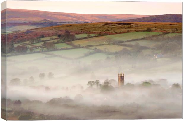 Widecombe-in-the-Mist Canvas Print by David Neighbour