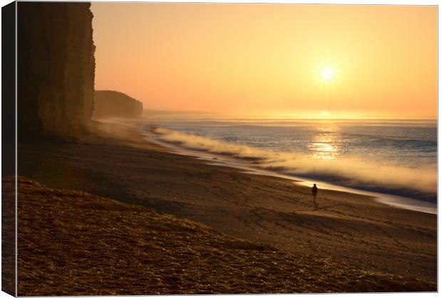 Misty Waves, West Bay Canvas Print by David Neighbour