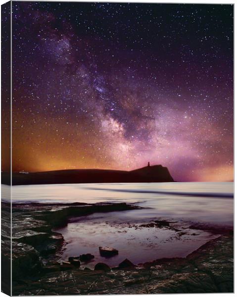 Kimmeridge Bay and The Galaxy Canvas Print by David Neighbour