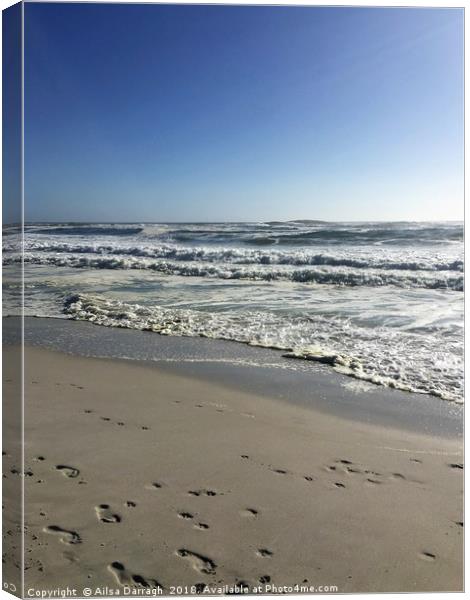  Footprints in the sand on Camps Bay Beach, Cape T Canvas Print by Ailsa Darragh