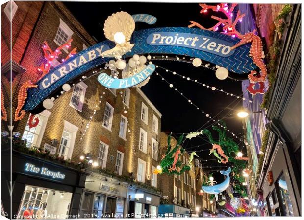 London Christmas Lights  in Carnaby Street Canvas Print by Ailsa Darragh