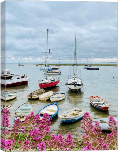 Leigh on Sea Boats in Harbour  Canvas Print by Ailsa Darragh