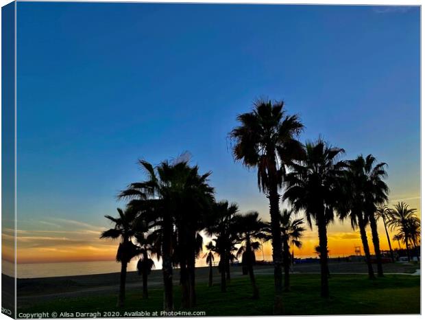 Torre Del Mar Sunset Canvas Print by Ailsa Darragh