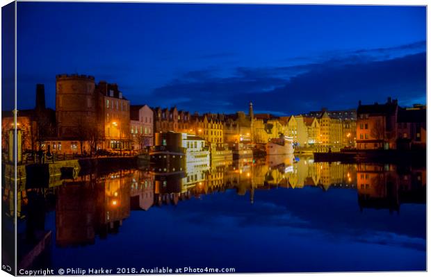 Lieth Harbour late evening Canvas Print by Philip Harker