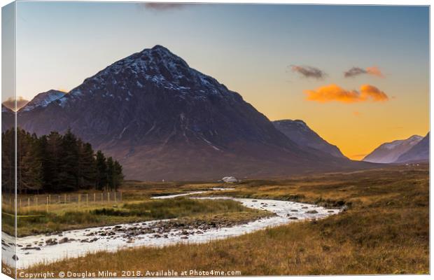 Sunset on the Buachaille Canvas Print by Douglas Milne