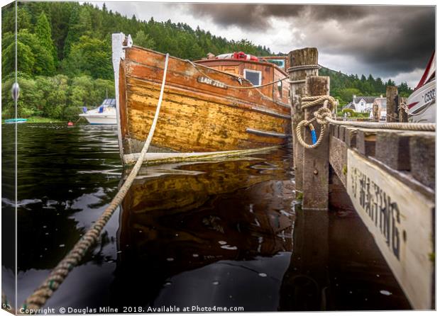 The Boat To Inchcailloch, Loch Lomond Canvas Print by Douglas Milne