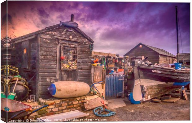 Sheds, Pettycur Bay Canvas Print by Douglas Milne