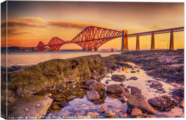 Sunrise over the Forth Bridge Canvas Print by Douglas Milne