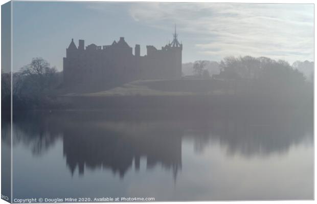 Linlithgow Palace in the Mist Canvas Print by Douglas Milne