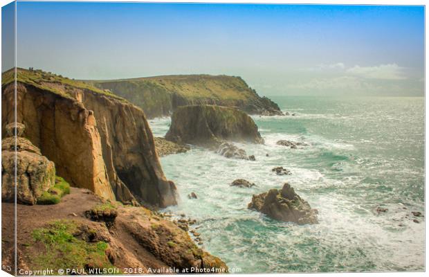 Land's End, Cornwall Canvas Print by PAUL WILSON