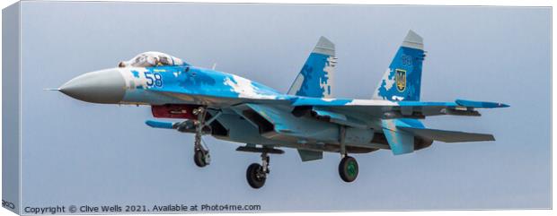 Ukrainian Air Force Su-27 Flanker Canvas Print by Clive Wells