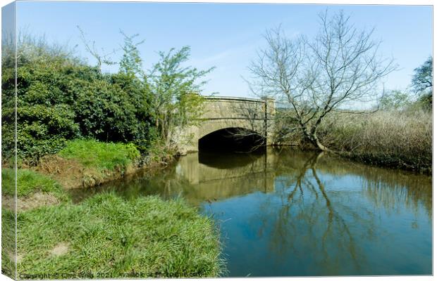 Calm water under the bridge. Canvas Print by Clive Wells