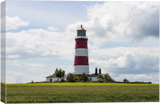 Red and white lighthouse at Happisburgh Canvas Print by Clive Wells