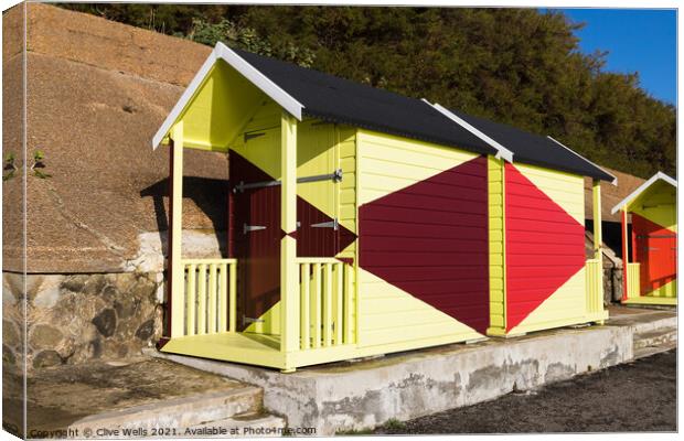 Others Beach huts at Folkestone Canvas Print by Clive Wells