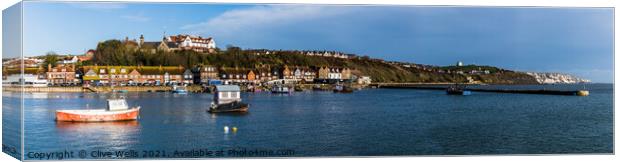 Panoramic of Folkestone`s outer harbour Canvas Print by Clive Wells