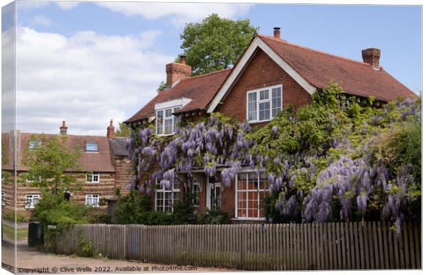 Wisteria covered house Canvas Print by Clive Wells