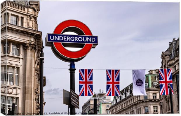 Underground sign with bunting Canvas Print by Clive Wells