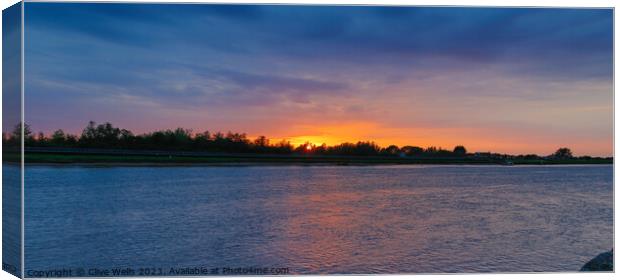 Sunset over the River Great Ouse  Canvas Print by Clive Wells