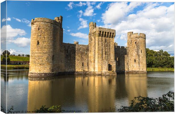 Bodiam Castle with reflections, Canvas Print by Clive Wells