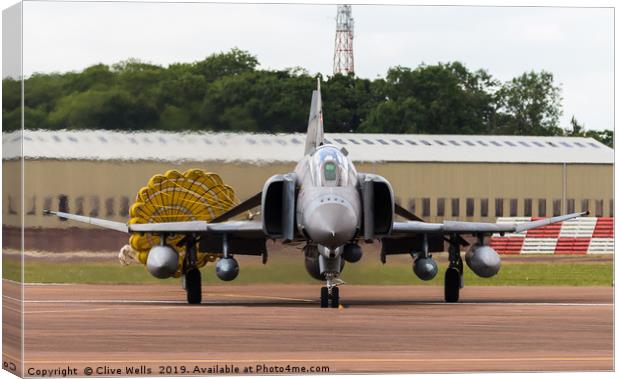 F-4E Phantom just after landing at RAF Fairford  Canvas Print by Clive Wells