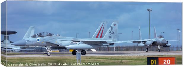 Pair of Isreali F-15I`s  on taxi at RAF Waddington Canvas Print by Clive Wells
