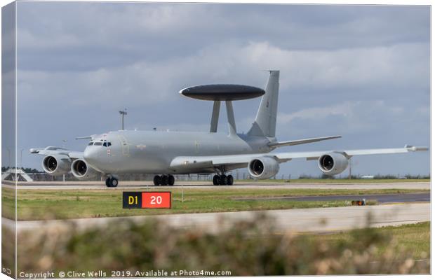 Boeing E3 Sentry seen at RAF Waddington Canvas Print by Clive Wells