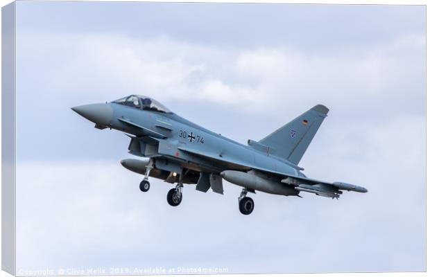 EF2000 Typhoon on finals at RAF Waddington Canvas Print by Clive Wells