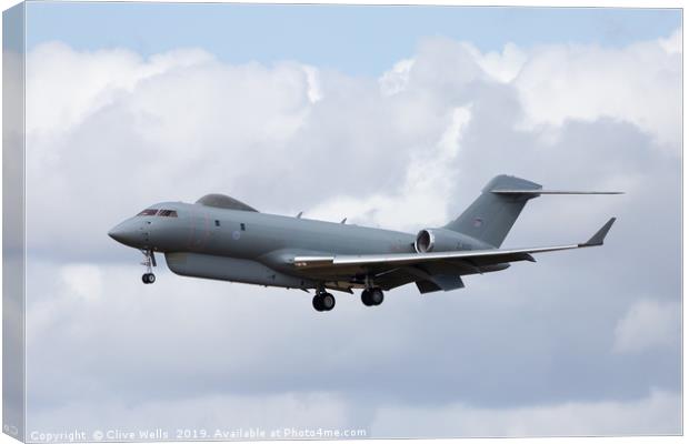 Raytheon Sentinel about to land at RAF Waddington Canvas Print by Clive Wells